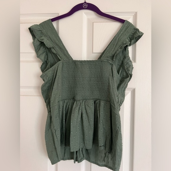 Green sleeveless peplum float tank top - Picture 3 of 4